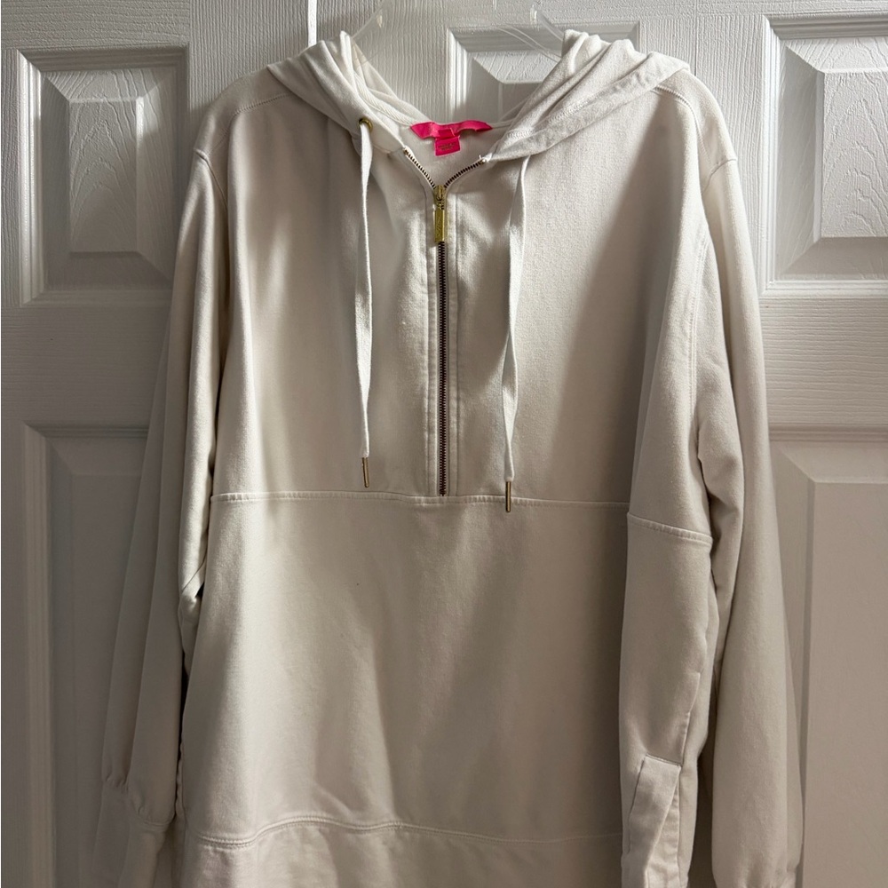 Lilly Pulitzer Lora long-sleeve hoodie in Resort White -Oversized, runs large!